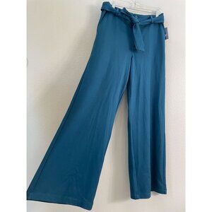 NEW Kut From The Kloth Womens 14 Teal Rhianna Mid Rise Wide Leg Pants Belted